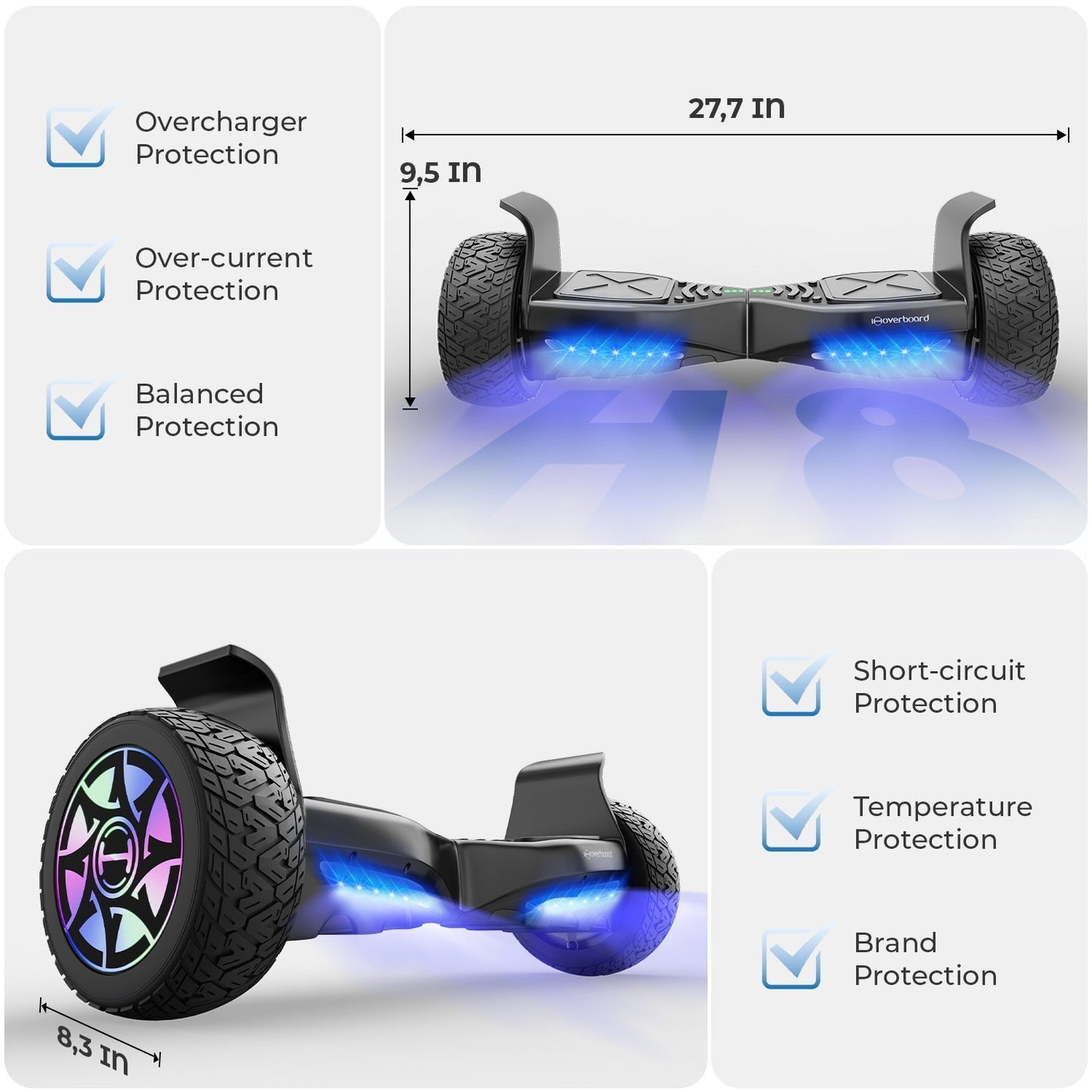H8 8.5" Off Road Hoverboard 800W - lScooter