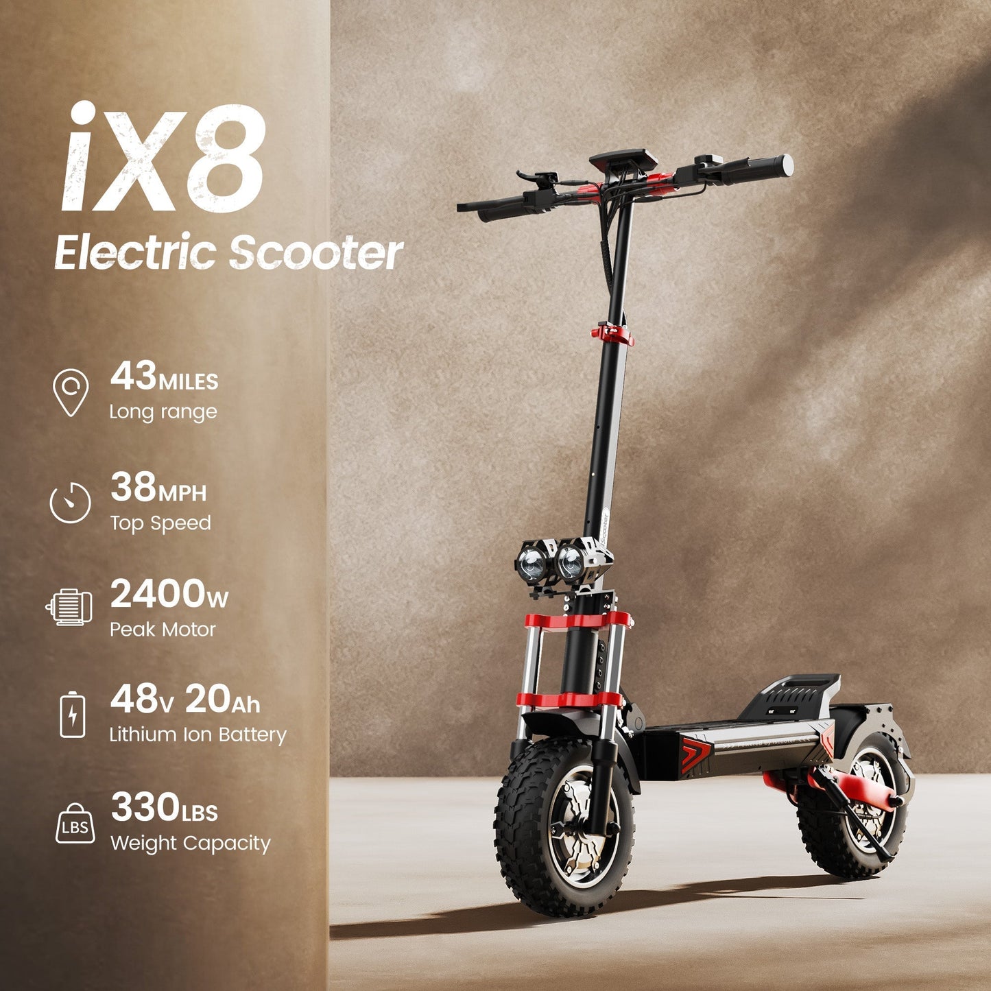 iX8 Off - Road Electric Scooter 2400W Dual Motor - lScooter